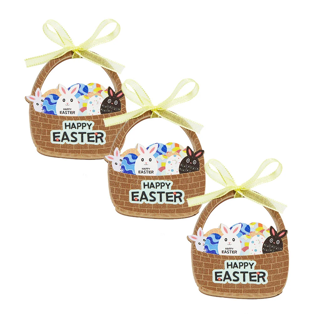 

3pcs Delicate Easter Hanging Adorns Bunny Door Pendants Small Wooden Crafts