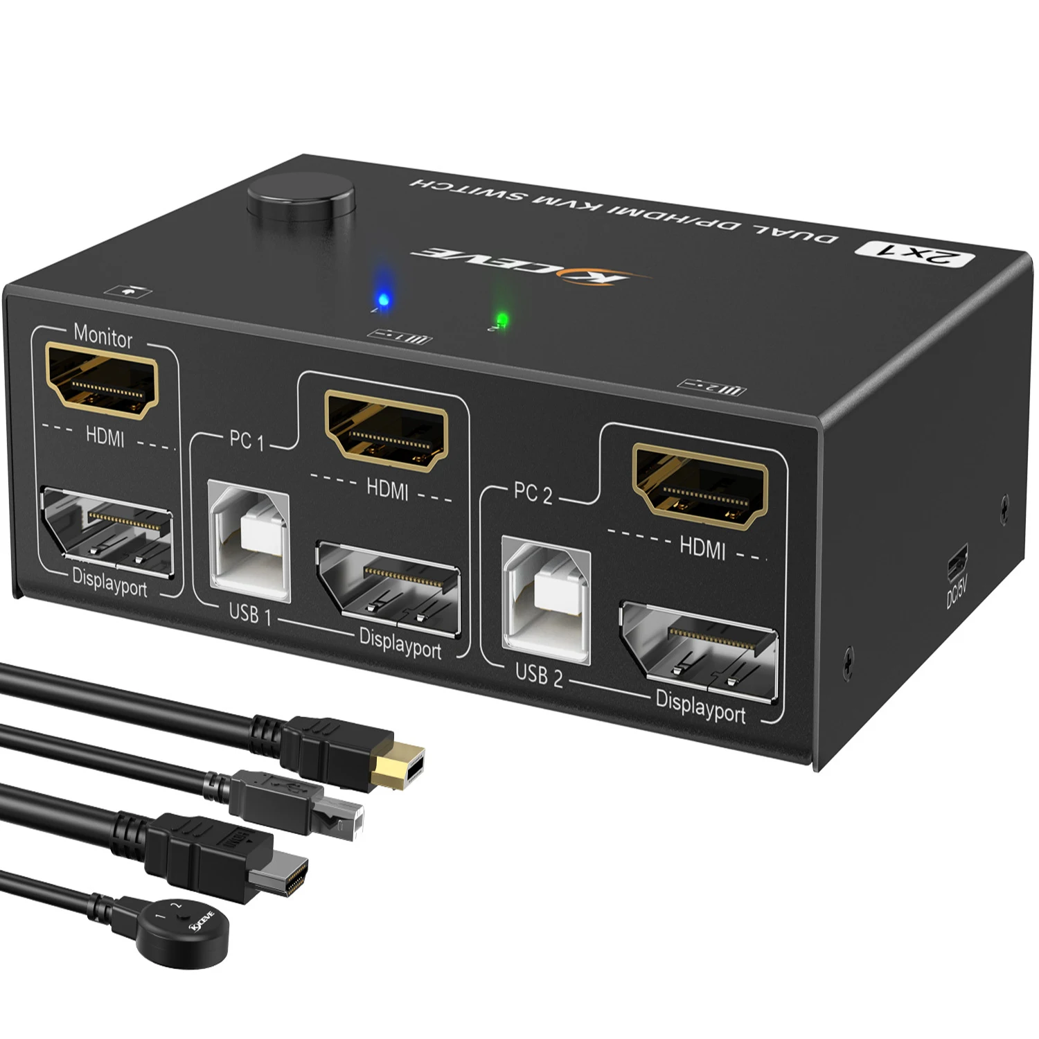 

AIMOS HDMI 60Hz KVM 2 In 2 Out Dual Monitor Switcher Controls 2 Computers Or Laptop Monitors Dual Input Display