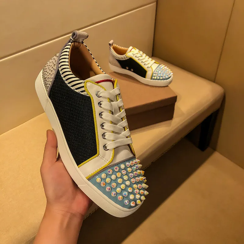 

Designer luxury rivets rhinestone camouflage low-top red shoes trendy all-match leather casual sneakers