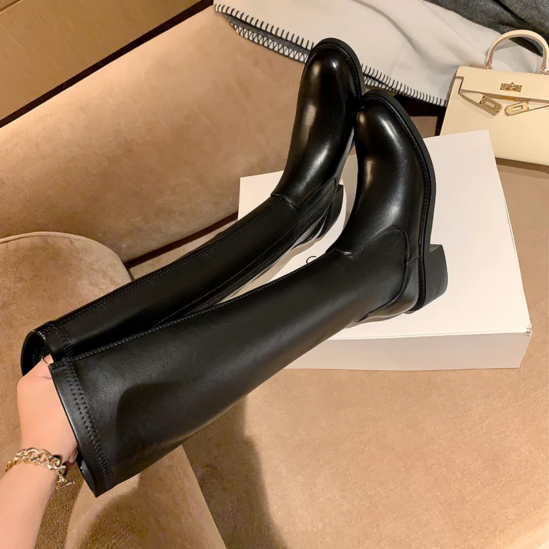 

Женские сапоги до колена, из натуральной кожи, 22-25 см