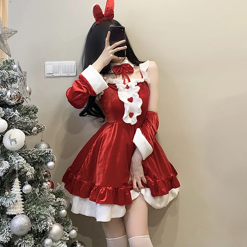 

Рождественское платье TWJ, женское рождественское платье для косплея, Женские аниме Горничная косплей, короткие платья, юбка, пижамные компл...