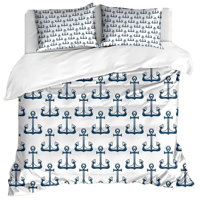 

Винтажный декоративный Комплект постельного белья темно-синего цвета с изображением якоря морского корабля