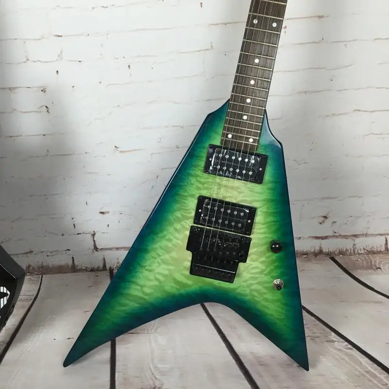 

Factory Customization Swallowtail Shaped Green Electric Guitar Top