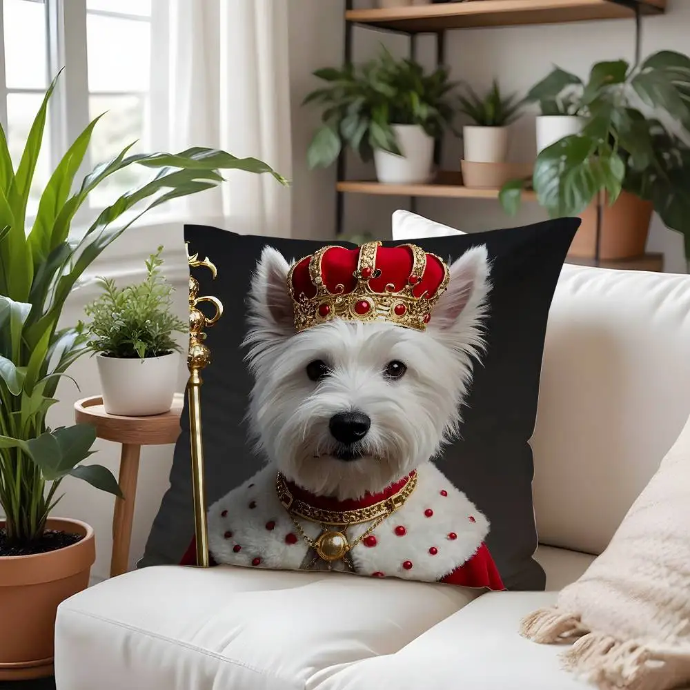 

Наволочка с вест-хайленд-уайт-терьером, плюшевая, однотонная