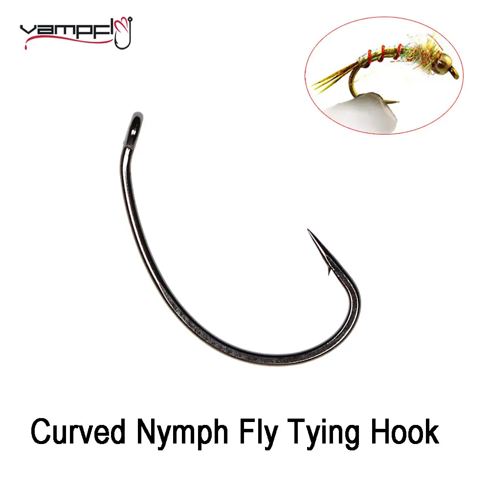 

Vampfly 20PCS Barbed Wide Gap Curved Nymph Fly Tying Hook For Tying Shrimps Scuds Worms Emerger Caddis Pupae Flies Fishing Lures