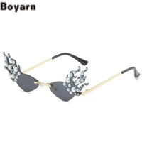 boyarn 2022 new flame sunglasses steampunk personalized diy diamond rimmed glasses fashion funny pearl sunglasses women