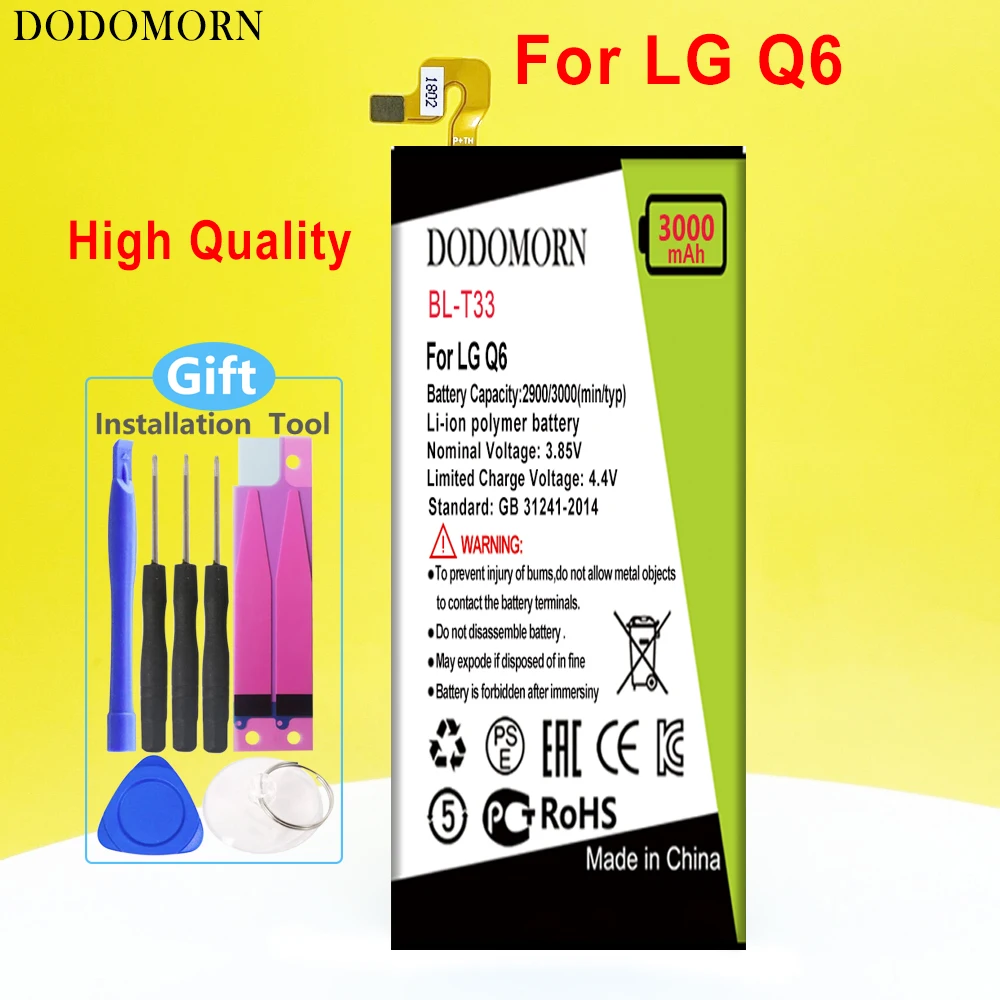

DODOMORN BL-T33 Battery For LG Q6 M700A M700AN M700DSK M700N Mobile phone High Quality +Tracking Number