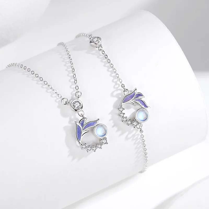 

Sterling Silver 925 Necklace Series Women's Glass Antique Bracelet Moonstone Pendant