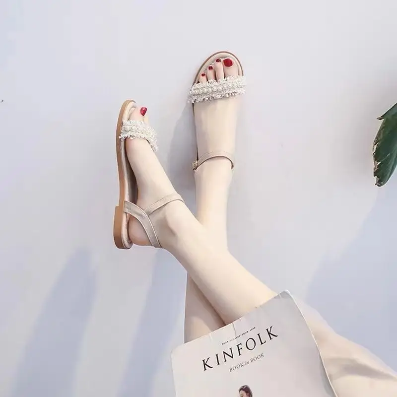 Casual Sandals 2023 New Soft Sole Summer Flat Bottom Sandals Versatile Women's Shoes for Female Students