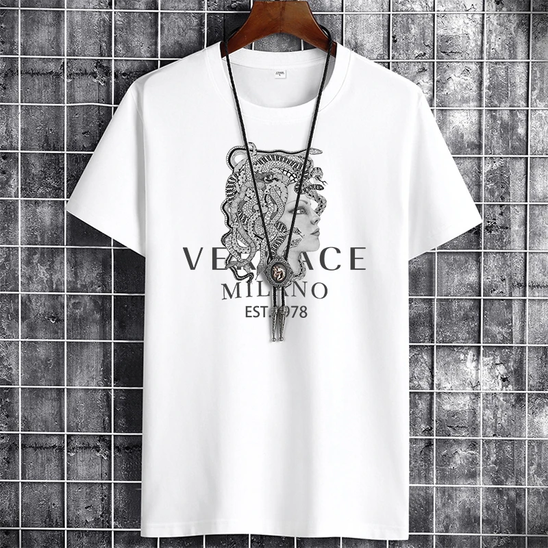 

Футболка мужская из хлопка, роскошная Рубашка В миланском стиле с короткими рукавами, Классическая винтажная футболка из Джерси, брендовая майка