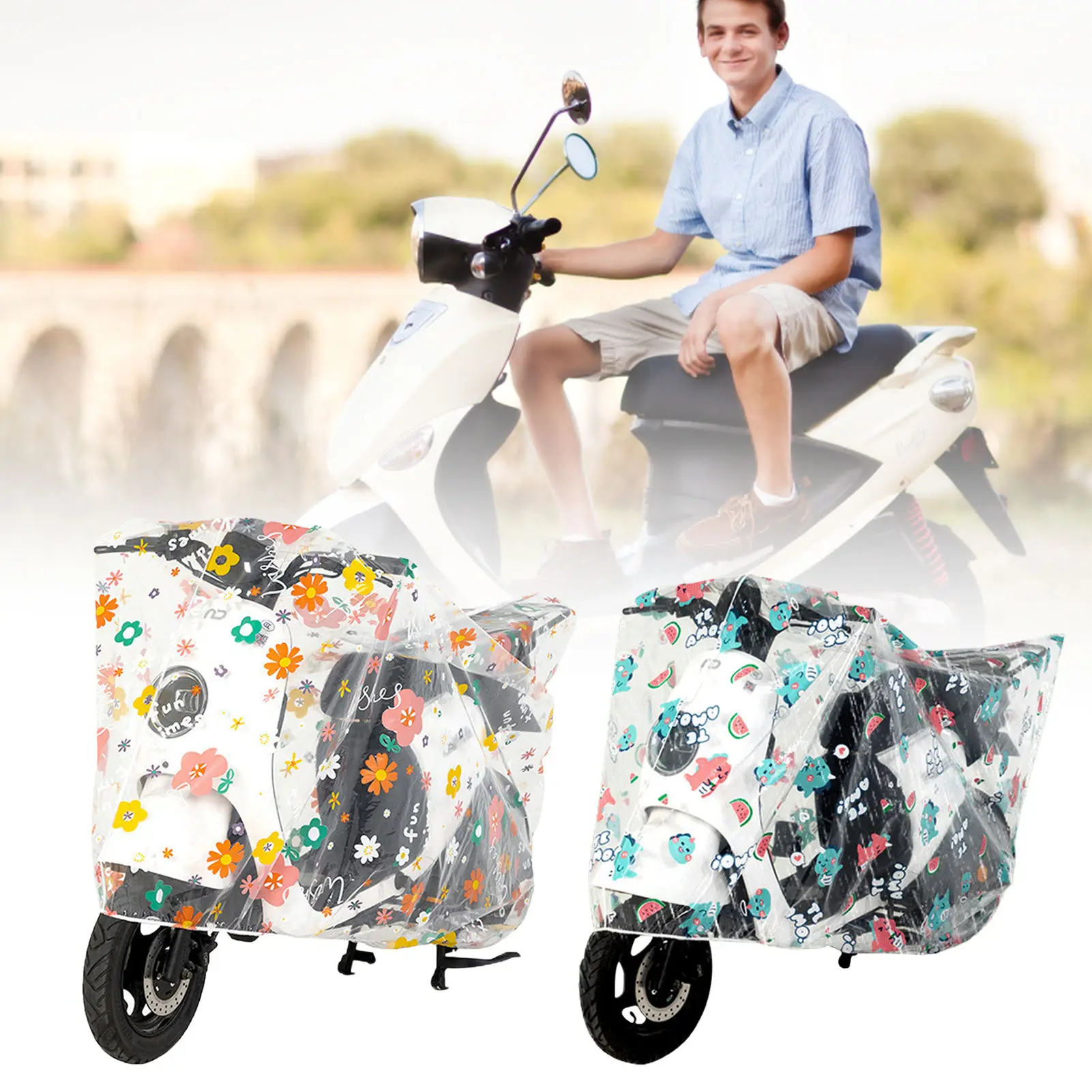 

Scooter Seat Cover Waterproof Motorbike Cover with Elastic Straps Transparent Scooter Shelter for Snow Dirt Water Protection