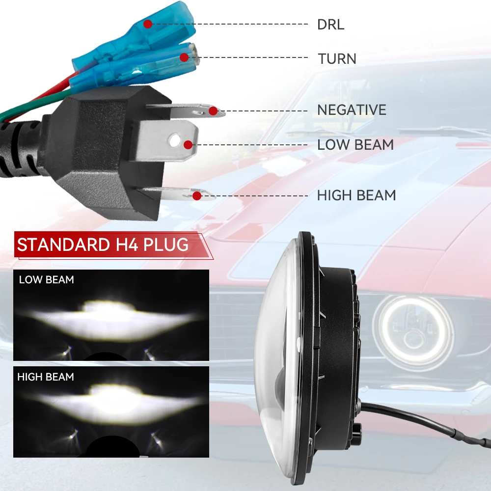 Универсальная 7-дюймовая светодиодная фара для мотоцикла в сборе DRL H4