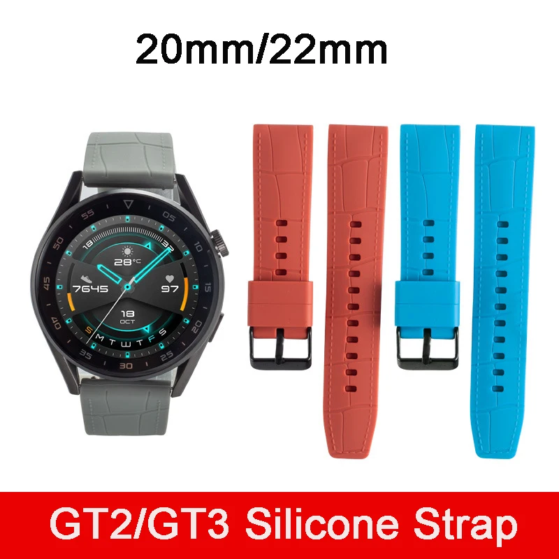 

20mm 22mm Strap Silicone Watchband for Huawei Watch GT 2 GT 46mm /GT 2e /HONOR Magic 2 Band Sport Bracelet 22MM Wristband Correa