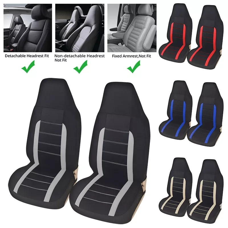 

High Back Car Seat Covers Gray and Black Universal Fits 2pcs Front Bucket Seat,Fit For Cars, For Trucks, For SUVs, For Vans