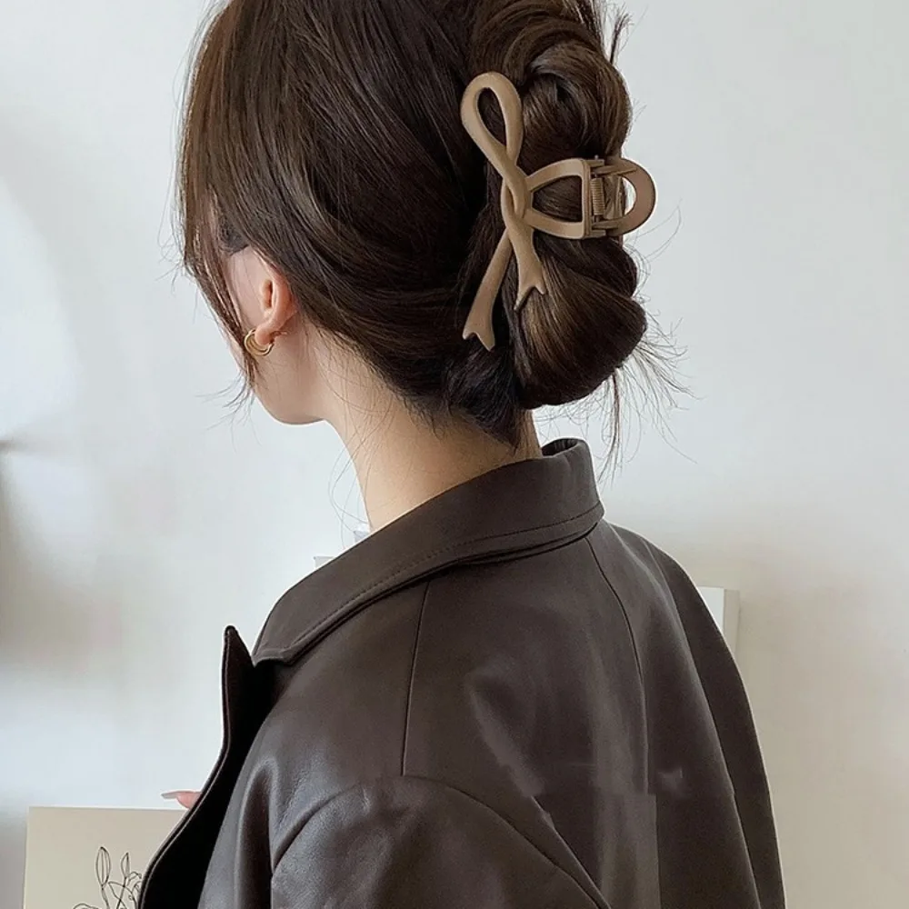 Портативные пластиковые матовые заколки для волос с бантиком водонепроницаемые
