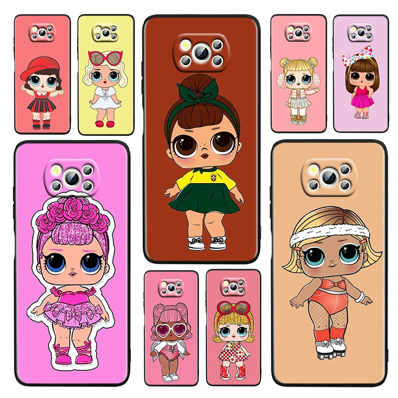 

Cute LOL Suprise Girl For Xiaomi Poco M4 X3 F3 GT NFC M3 C3 M2 F2 F1 X2 Pro Mi Play Civi Soft Silicone Black Phone Case Fundas