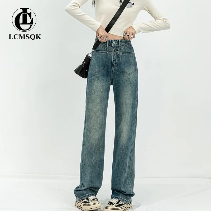 Vintage Jeans Woman High Waist Korean Fashion Straight Leg Jeans Women 2022 Streetwear Denim Women's Pants Y2k Female Clothing