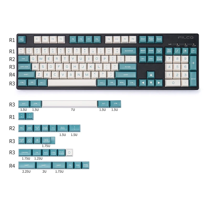 

MAXKEY Green White doubleshot ABS keycaps SA profile 134 keys for cherry mx mechanical keyboard 84 68 980