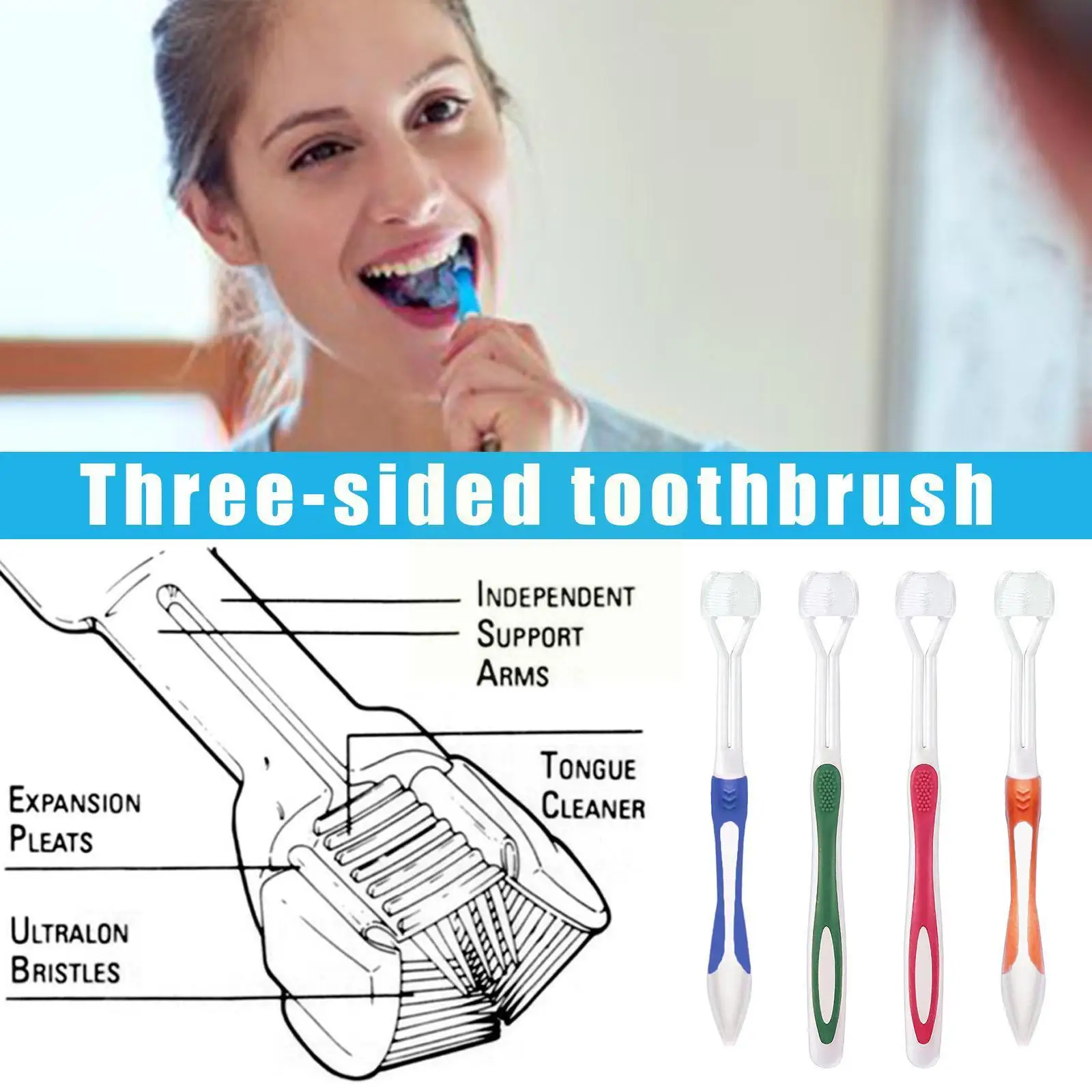 

Зубная щетка G5B6 со сменной головкой, 3-сторонняя портативная мягкая для детей и взрослых, уход за зубами при аутизме