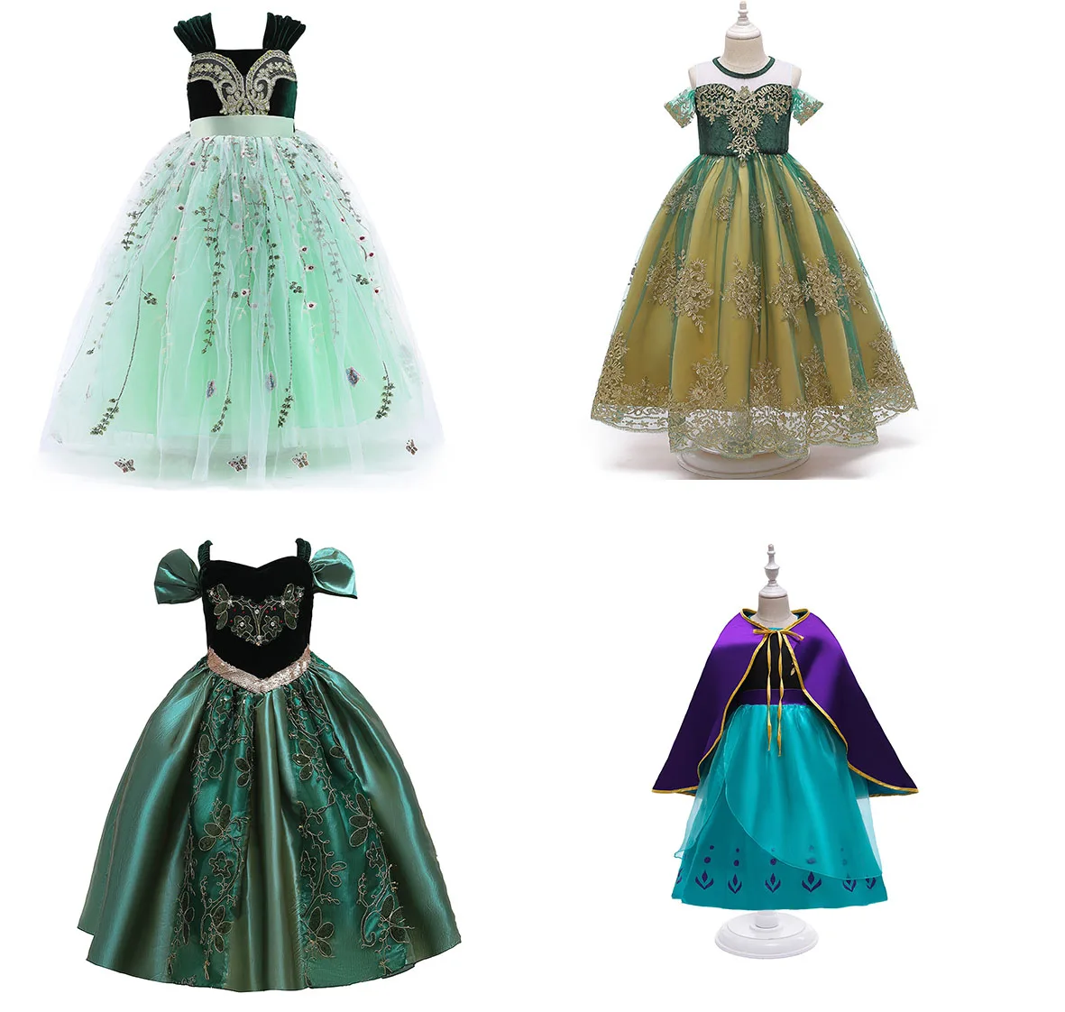 

INS Frozen Anna Queen Dress Snow Queen Princess Costume Girl's Birthday Halloween Party Cosplay Ball Gown Queen Elegant Dress