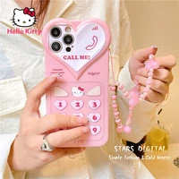 hello kitty with phone lanyard cute heart phone case for iphone13 13pro 13promax 12 12pro max 11 pro x xs max xr 7 8 plus cover