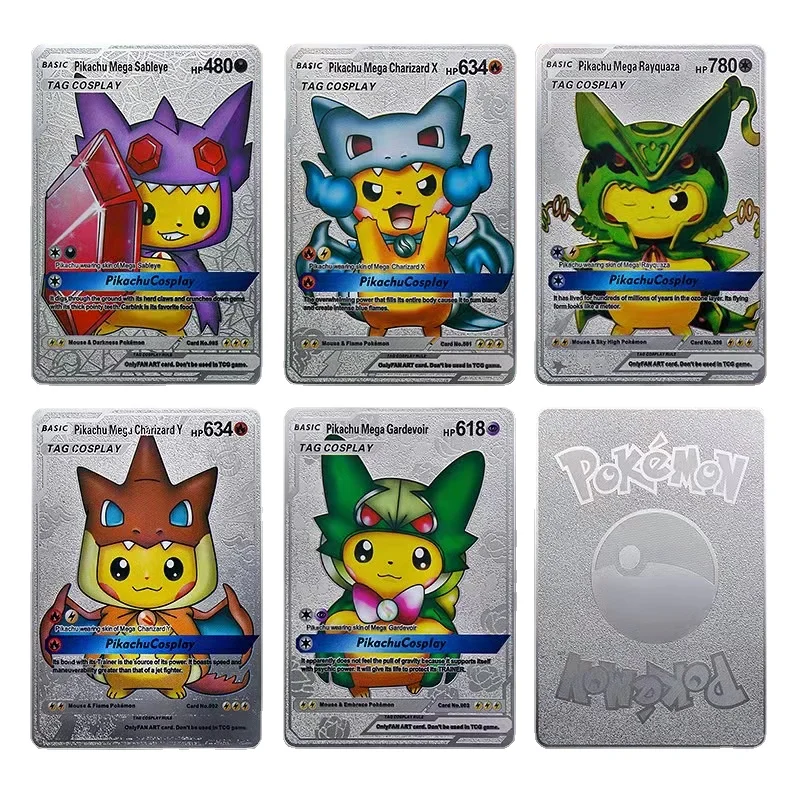 TAKARA TOMY Pokemon Cards Metal V GX Пикачу Чаризард золотистый Серебристый Vmax TAG Card Kids игровая