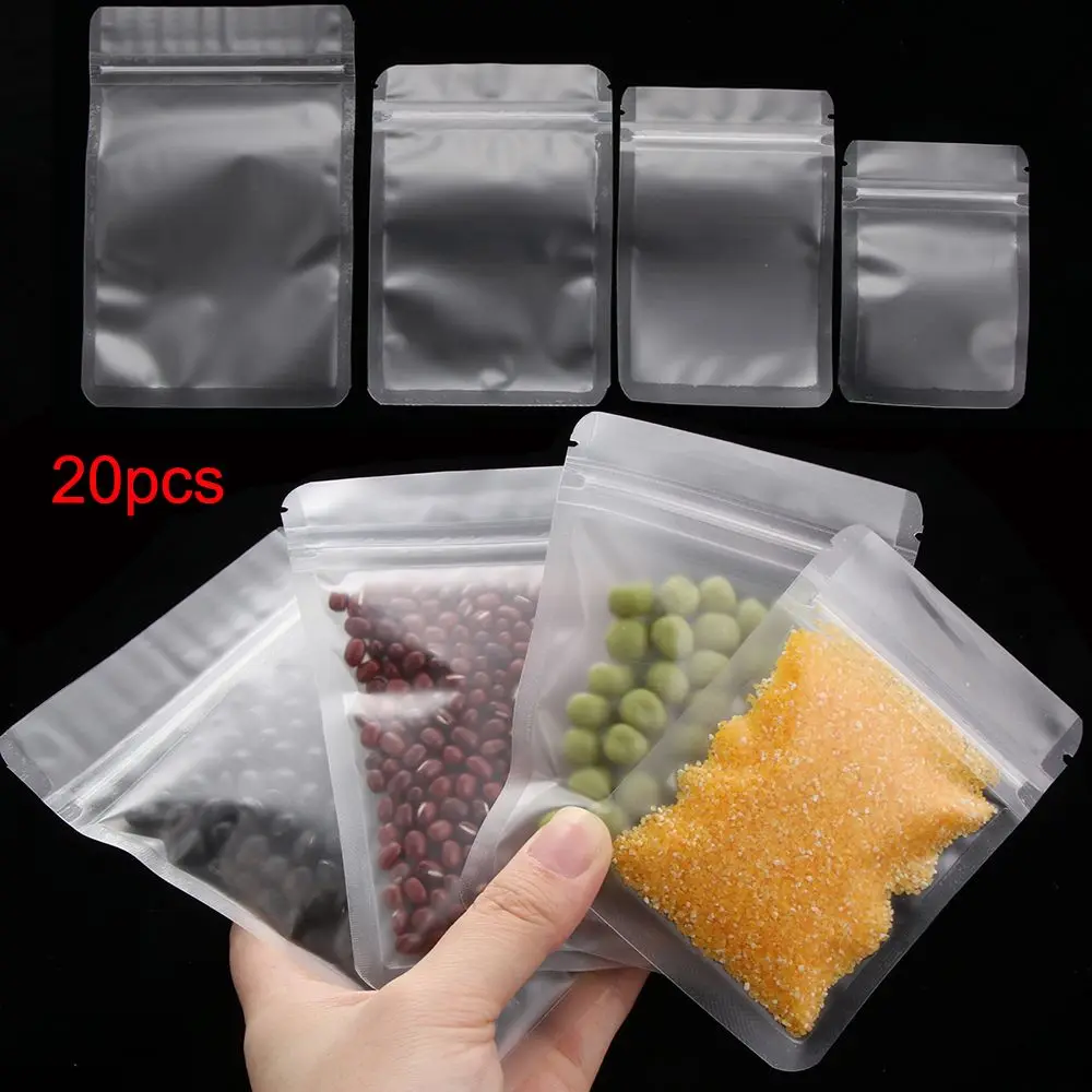 

20 Pcs Plastic Matte Self Seal Transparent Storage Reclosable Pouches Packaging Bag Zipper
