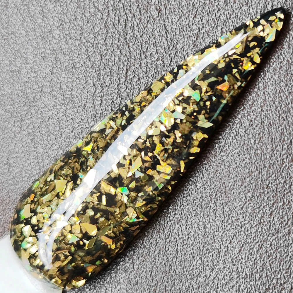 

10pcs/pack Wholesale Salon Quality Holographic Chunky Sparkle Glitter Gold Nail Dip Powder Colors 1OZ DP015