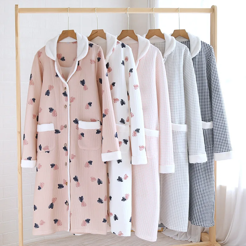 Халат женский из чистого хлопка модный свободный халат ночная рубашка