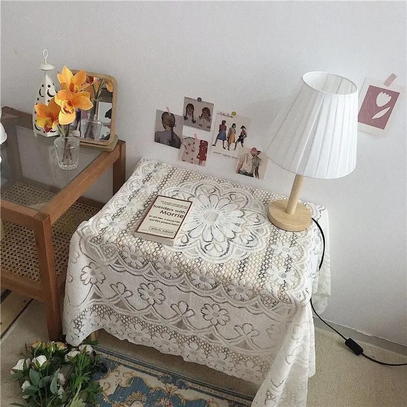 

Tablecloth ins wind white bed frame collocation of tea table cover small pure and fresh_Jes167