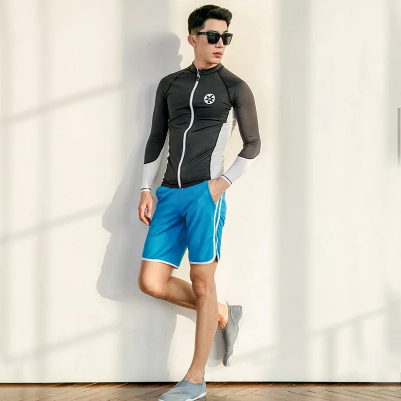 

Men's Long Sleeve Shirts + Trunks + Leggings Full Body Sun Protection Dive Skin Swimsuit Hiking Fishing Workout Rash Guards