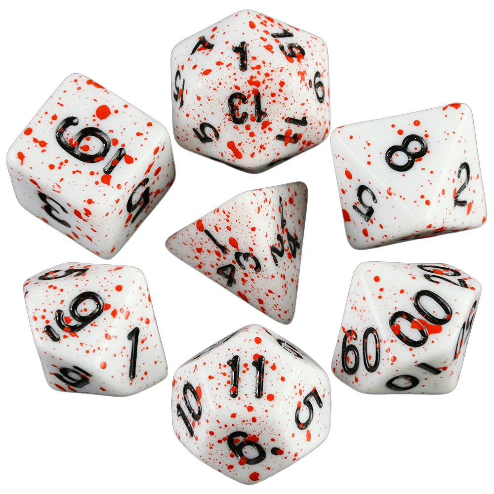 

Withe Dice Red Ink 7Pcs/Set Polyhedral TRPG Games for DNDGame Opaque D4-D20 Multi Sides Dice for Board Game