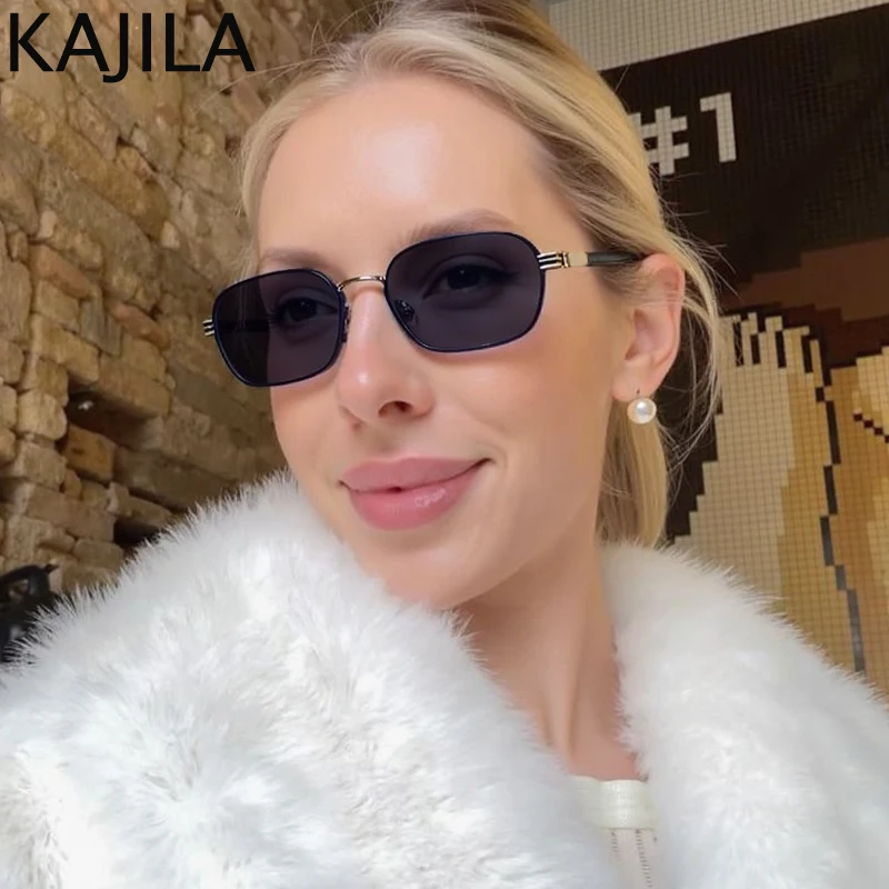 Прямоугольные солнцезащитные очки в маленькой оправе стиле панк женские 2021