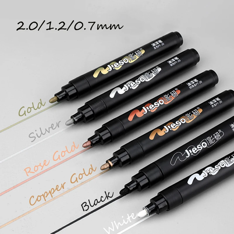 

0.7/1.2/2.0mm Permanent Metallic Marker Pens Chrome Mirror Liquid Pen for Sketch Graffiti DIY Art Supplies Craftwork Paint Pen