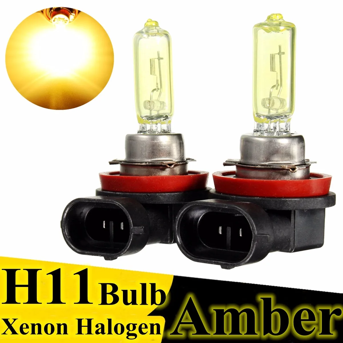 

2pcs H11 HID Car Yellow Headlamp Halogen Lamp Headlight Bulbs Fog Proof Light Car Bulb 1200LM 55W 3500-4000K