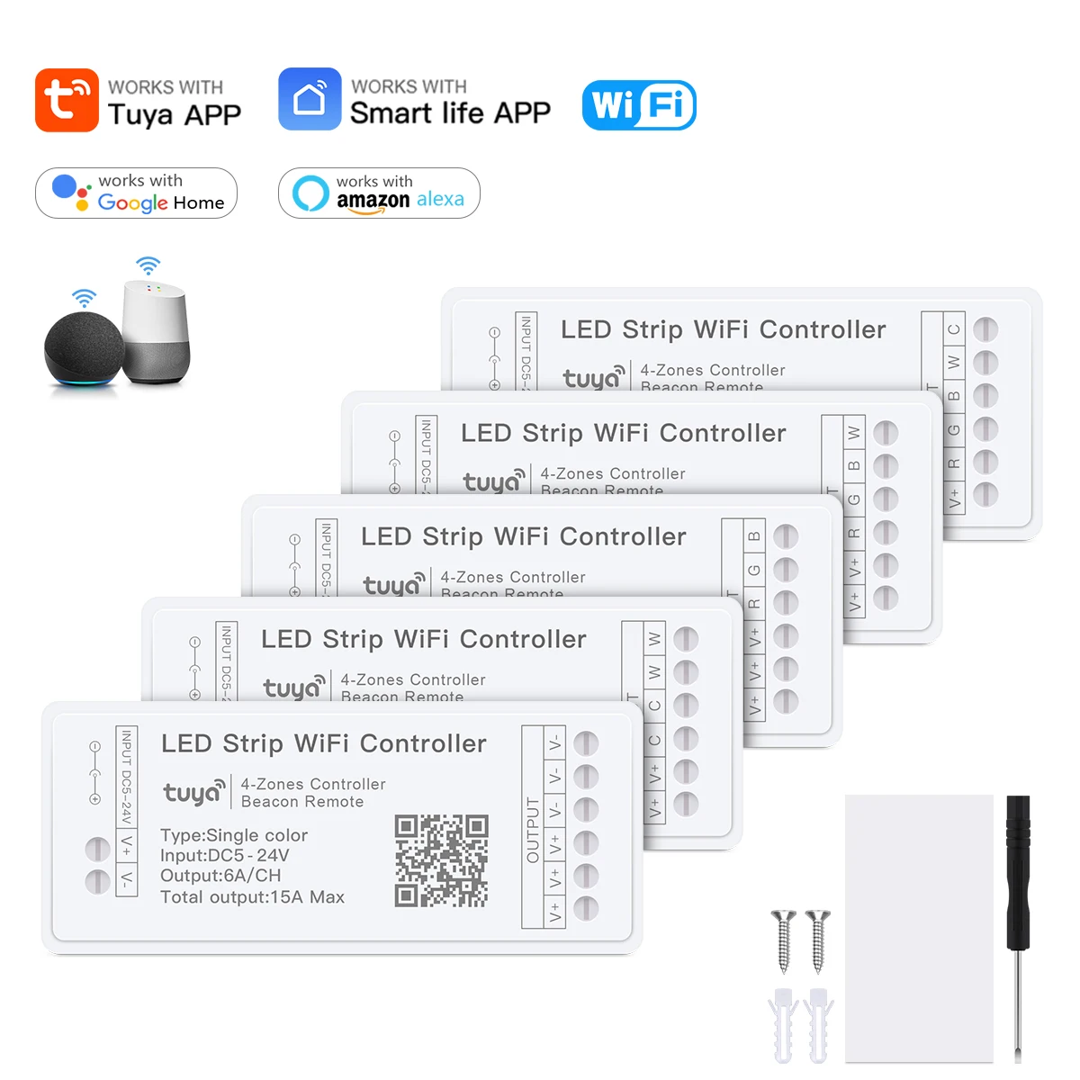 Светодиодный контроллер Wi-Fi Tuya умное управление через приложение Bluetooth