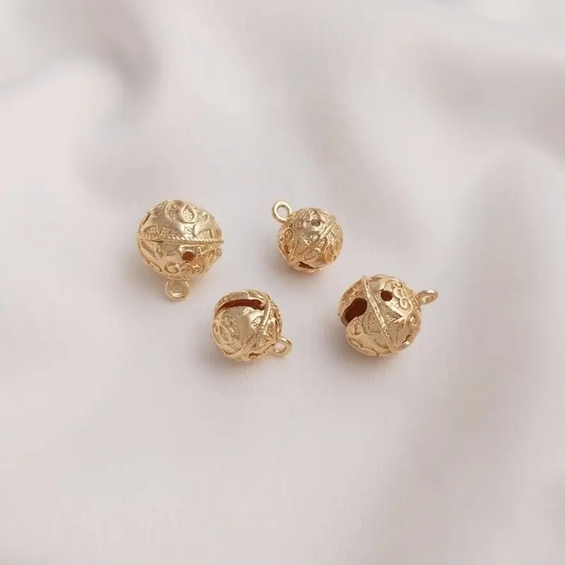 

4PCS Gold Plated Little Bell Pendant Charms for Jewelry Making DIY Supplies Handmade Brass Accessories Designer Charms