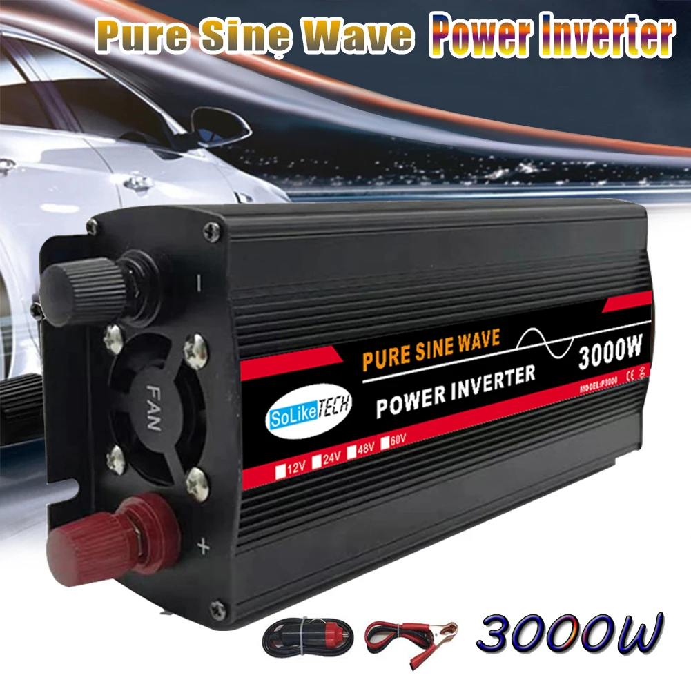 

​New 3000W 6000W Pure Sine Wave Car Inverter Power Inverter DC 12V 24V To AC 220V Socket Converter With LED Display For Car Home