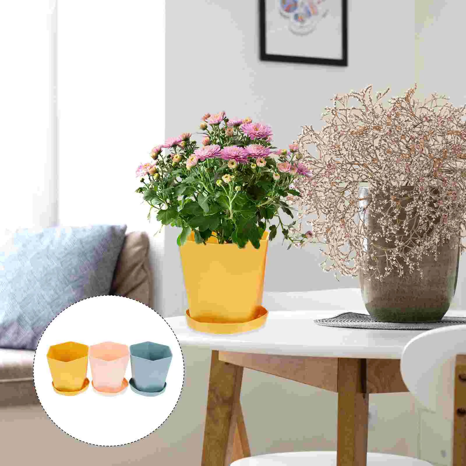 

3 Sets Flower Pots Useful Garden Pots Containers with Trays