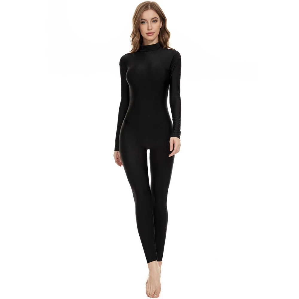 OVIGILY Комбинезоны из спандекса с длинным рукавом и воротником-хомутом для женщин