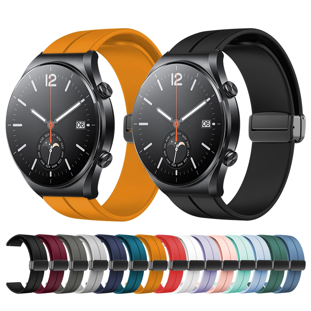 

22mm Silicone Magnetic Folding Buckle Strap For Xiaomi MiWatch S1 Band Active Color Replaceable Watchband bands