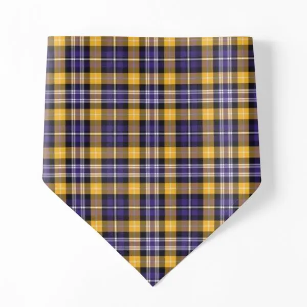 

Purple And Yellow Gold Sporty Plaid Dog Bandanas Holiday Party Christmas Accessories Print Costume Supplies Puppy Towel Collar