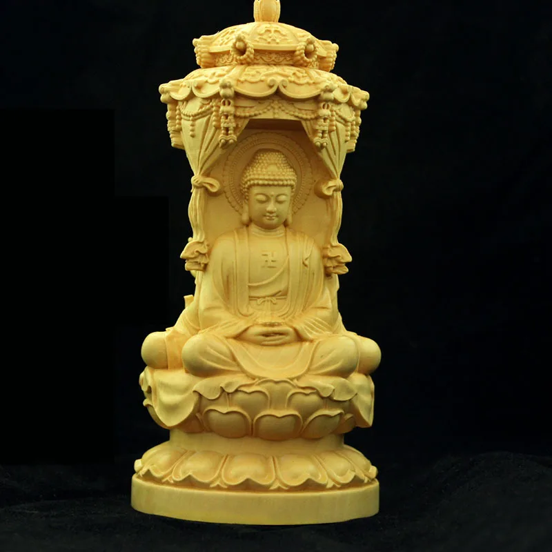 

High Quality Solid Wood Western Three Holy Buddha Sculpture Guanyin Bodhisattva Hand-carved Home Feng Shui Decor