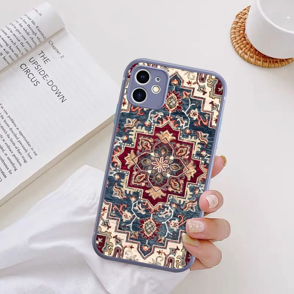 wa dywan kwiatowy wzór etui na telefon do iPhone 14 X XR XS 7 8 Plus 11 12 13 pro MAX mini matowe wstrząsoodporne