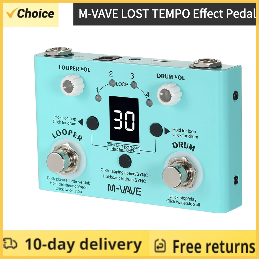 M-VAVE LOST TEMPO Педальный эффект барабан &amp Looper Effector Mini 2-в-1 барабанная машина двойной