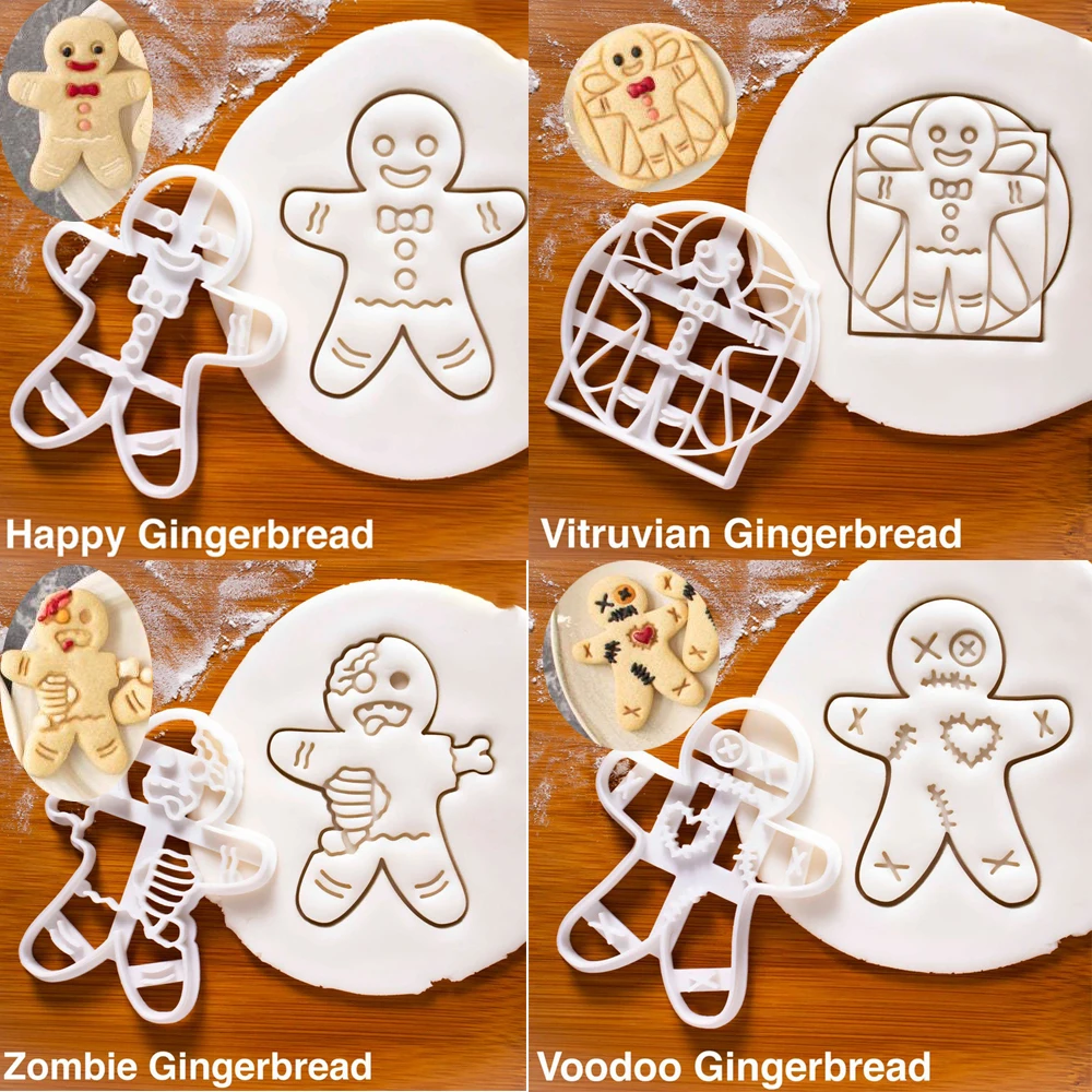 

Новинка, 4 шт., счастливый зомби Voodoo, витруушский Рождественский имбирный печенье, конфетница для кухни, инструменты для печенья ARJ022