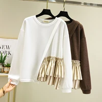 2022 autumn winter korean irregular sweater female design versatile stripe color matching loose long sleeved top