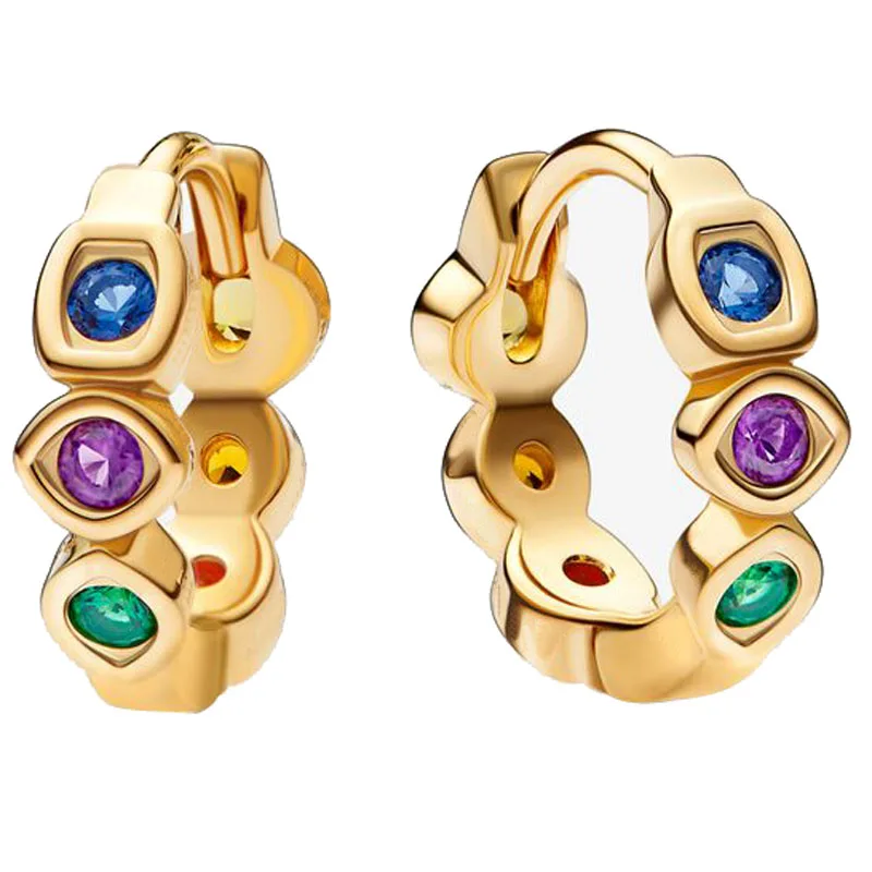 

Женские серьги-кольца из серебра 925 пробы, с золотистыми блестками