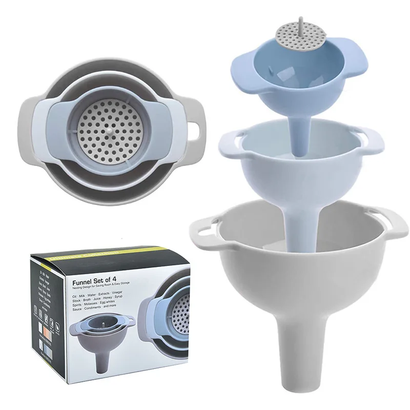 

Four-in-one Multi-function Funnel Set Filter Edible Oil Spice Funnel Tool Kitchen Oil Spill Liquid Sub-packing Filter