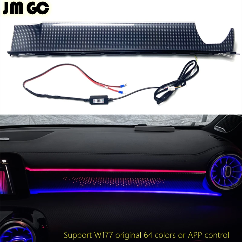 

Автозапчасти для Mercedes-Benz CLA A-Class W177 C118, приборная панель, декоративный окружающий свет, 64 цвета, светодиодная крышка, оригинальная установка